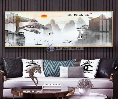 File in trần File tranh hiện đại pha lê gương KF103921 (bản gốc) bầu trời