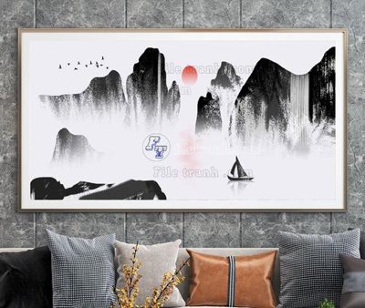File in trần File tranh hiện đại pha lê gương KF103979 (bản gốc) đại dương