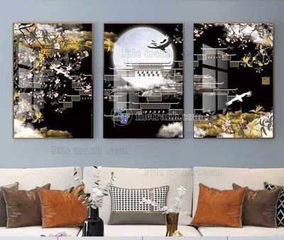 File tranh in trần 3D File tranh hiện đại pha lê gương KF104130 (ảnh gốc)