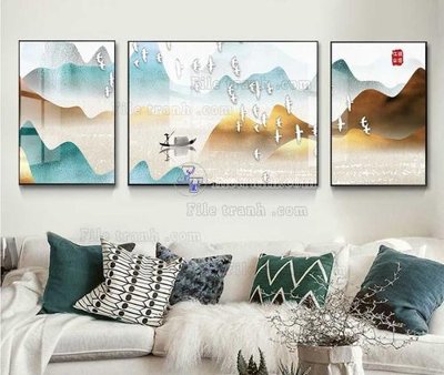 File tranh File tranh hiện đại pha lê gương KF104208 (file gốc) chủ đề phong thủy