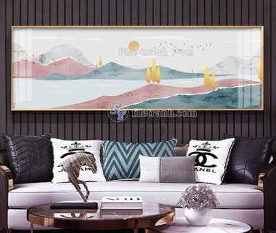 Tải file File tranh hiện đại pha lê gương KF104375 (gốc) chủ đề hoa sen