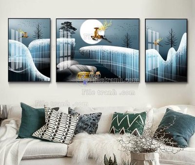 File in mica File tranh hiện đại pha lê gương KF104463 (bản gốc) làm vách ngăn