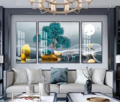 File in trần File tranh hiện đại pha lê gương KF104499 (file gốc) xuyên sáng