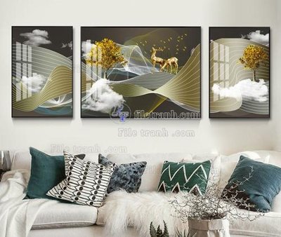 File gốc File tranh hiện đại pha lê gương KF104609 (in lụa) tranh mã đáo