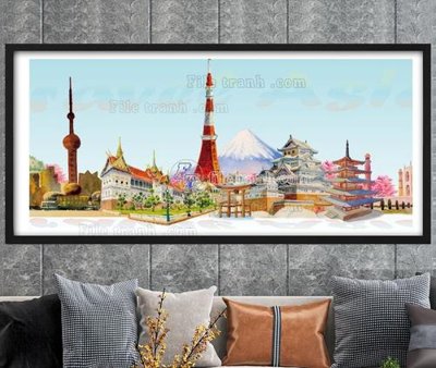 File tranh gốc in trần nhà File tranh hiện đại pha lê gương KF104740 3D