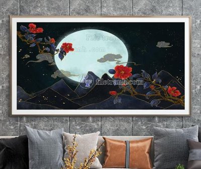 Hình ảnh file gốc in trần nhà File tranh hiện đại pha lê gương KF104797