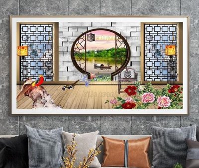 File in lụa File tranh hiện đại pha lê gương KF104815 (hoa văn) File tranh hiện đại pha lê gương KF104815