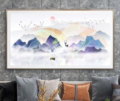 Hình ảnh file gốc File tranh hiện đại pha lê gương KF104884 cho in UV