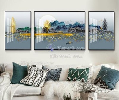 Download file gốc File tranh hiện đại pha lê gương KF104934 (in lụa) tranh 3D