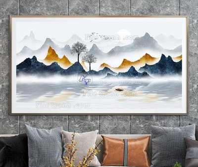 Hình ảnh file gốc in trần nhà File tranh hiện đại pha lê gương KF105075