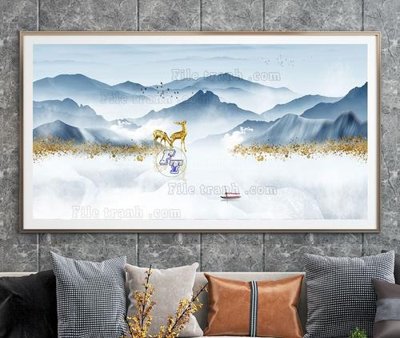 File gốc File tranh hiện đại pha lê gương KF105078 (in lụa) hoa văn cổ điển