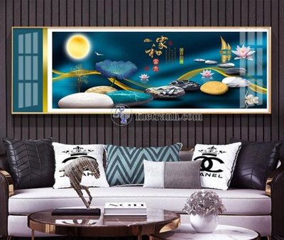 Tải file File tranh hiện đại pha lê gương KF105368 (gốc) chủ đề hoa sen