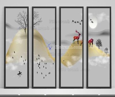 File tranh File tranh hiện đại pha lê gương KF105433 (bản gốc) in lụa dán tường