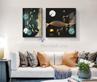 File gốc File tranh hiện đại pha lê gương KF105480 (in lụa) họa tiết 3D