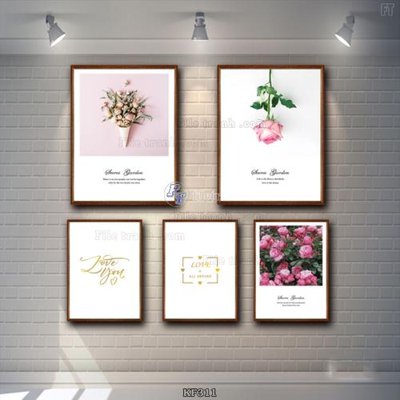 File gốc Tranh bộ nhiều tấm KF311 (in lụa) họa tiết 3D