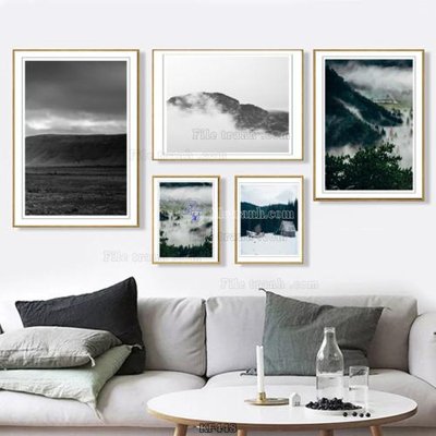 File ảnh Tranh bộ nhiều tấm KF448 (gốc) in PP, decal