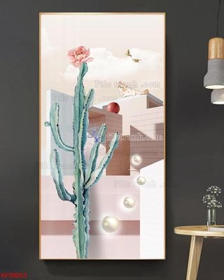 File in trần Tranh decor phủ gương hiện đại KF50053 (file gốc) xuyên sáng