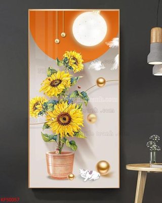 File gốc Tranh decor phủ gương hiện đại KF50057 (in lụa) tranh phong thủy