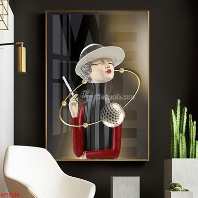 File gốc Tranh decor phủ gương hiện đại KF50134 (in lụa) chi tiết cao