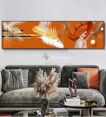 File gốc Tranh decor phủ gương hiện đại KF50186 (in lụa) hoa văn cổ điển