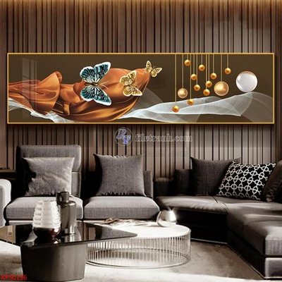 Download file gốc Tranh decor phủ gương hiện đại KF50196 (in lụa) hoa lá