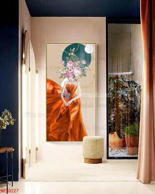 File gốc Tranh decor phủ gương hiện đại KF50227 (in lụa) tranh thuận buồm