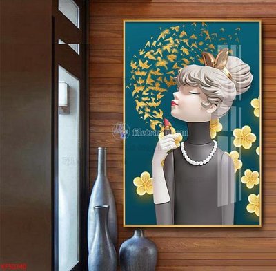 File tranh Tranh decor phủ gương hiện đại KF50240 (bản gốc) in lụa 5D
