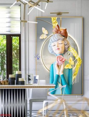 File in trần Tranh decor phủ gương hiện đại KF50265 (file gốc) hoa văn 3D