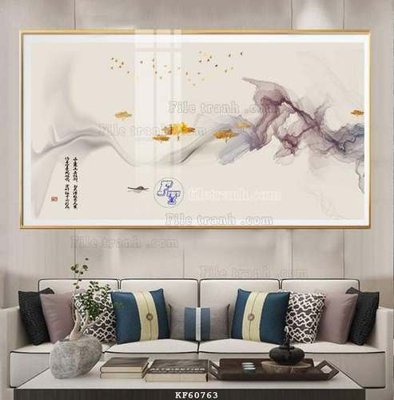 File gốc File tranh hiện đại pha lê gương KF60763 (in lụa) hoa văn cổ điển