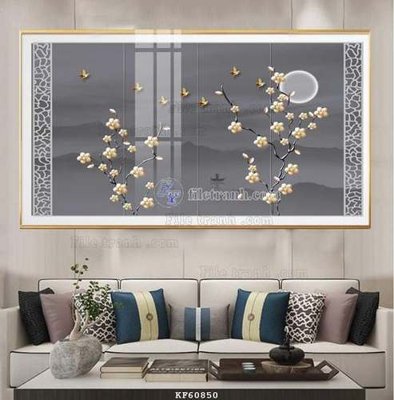 File in trần File tranh hiện đại pha lê gương KF60850 (bản gốc) đại dương