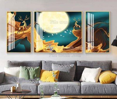 File in trần File tranh hiện đại pha lê gương KF61383 (file gốc) xuyên sáng