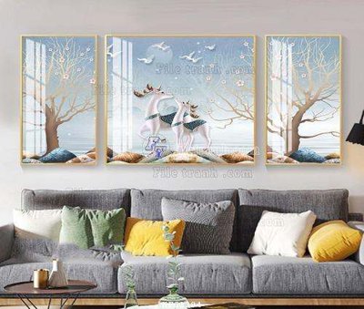 File gốc File tranh hiện đại pha lê gương KF61384 (in lụa) hoa văn cổ điển