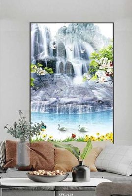 File in trần File tranh hiện đại pha lê gương KF61419 (bản gốc) bầu trời