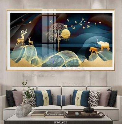 File gốc File tranh hiện đại pha lê gương KF61677 (in lụa) tranh mã đáo