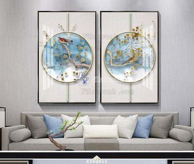 Download file gốc File tranh hiện đại pha lê gương KF61865 (in lụa) hoa lá