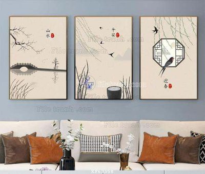 File tranh File tranh hiện đại pha lê gương KF63358 (file gốc) chủ đề phong thủy