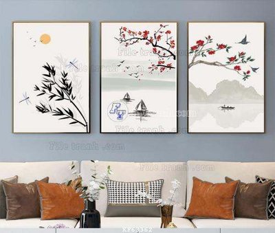 File in trần File tranh hiện đại pha lê gương KF63362 (file gốc) hoa văn 3D