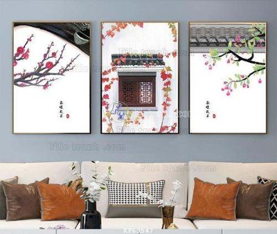 File gốc File tranh hiện đại pha lê gương KF63547 (in lụa) tranh thuận buồm