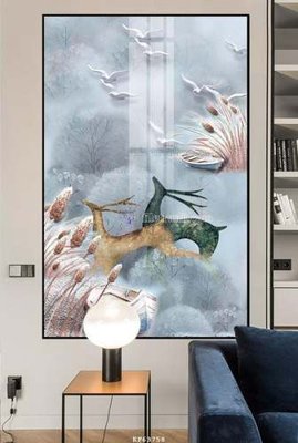 File tranh File tranh hiện đại pha lê gương KF63758 (bản gốc) in lụa 3D