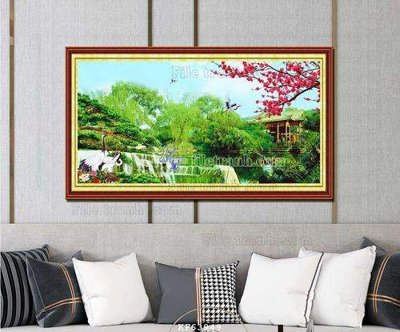 Hình ảnh file gốc in trần nhà File tranh hiện đại pha lê gương KF63949