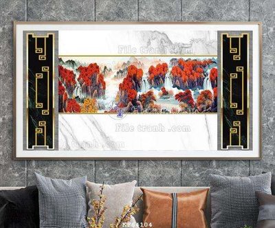 File in trần File tranh hiện đại pha lê gương KF64104 (file gốc) xuyên sáng