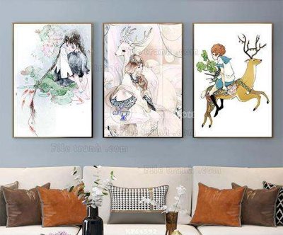 Hình ảnh file gốc in trần nhà File tranh hiện đại pha lê gương KF64592