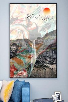 Hình ảnh file gốc in trần nhà File tranh hiện đại pha lê gương KF64942