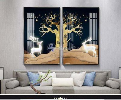 File tranh File tranh hiện đại pha lê gương KF65131 (bản gốc) treo phòng ăn