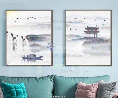 File tranh File tranh hiện đại pha lê gương KF65197 (bản gốc) in lụa dán tường