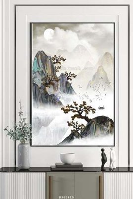 File gốc File tranh hiện đại pha lê gương KF65410 (in lụa) hoa văn cổ điển