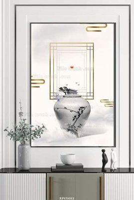 File tranh File tranh hiện đại pha lê gương KF65602 (bản gốc) in lụa dán tường