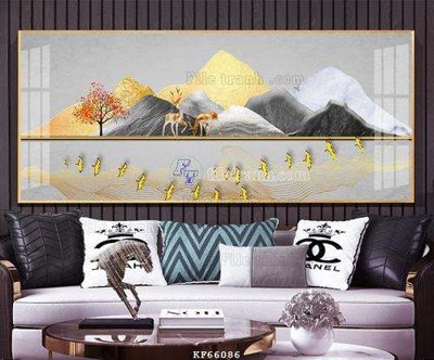 File tranh File tranh hiện đại pha lê gương KF66086 (bản gốc) in lụa dán tường