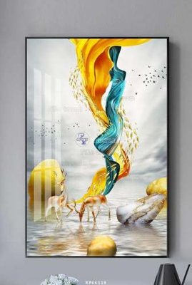 File gốc File tranh hiện đại pha lê gương KF66118 (in 3D) cho trang trí