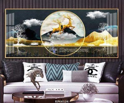 File in trần File tranh hiện đại pha lê gương KF66126 (file gốc) hoa văn 3D